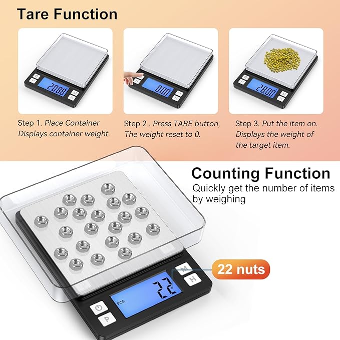 BOMATA 0.01g Small Digital Gram Scale, Upgraded 1kg Jewelry Scale | USB Rechargeable, Larger Display, Hold Function, High Precision, Grams and Ounces for Herb, Coin, Powder,Yeast, Kitchen Black - Image 7
