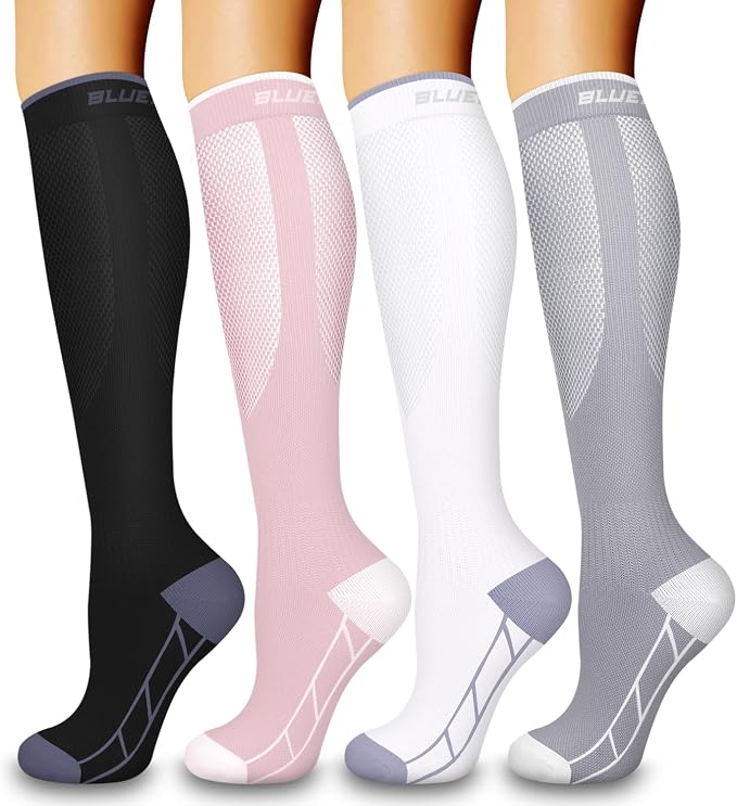 4 Pairs Compression Socks for Women and Men-Circulation Best Support Socks for Running,Athletic,Cycling by Bluemaple