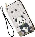 Women's RFID Blocking PU Leather Zip-Around Wallet, Large Capacity Clutch with Phone Holder, Travel Purse & Card Organizer with Removable Wristlet,Panda paw prints by Unknown