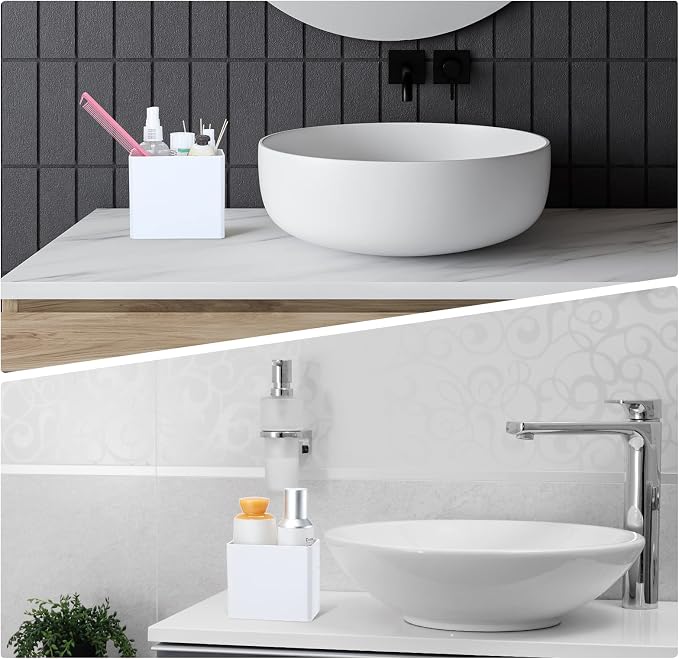 8 Pcs Wall Mounted Organizer Non-Drilling Adhesive Floating Shelf White Wall Bin Organizer Hanging Storage Containers for Bedroom Bathroom Kitchen Office - Image 6