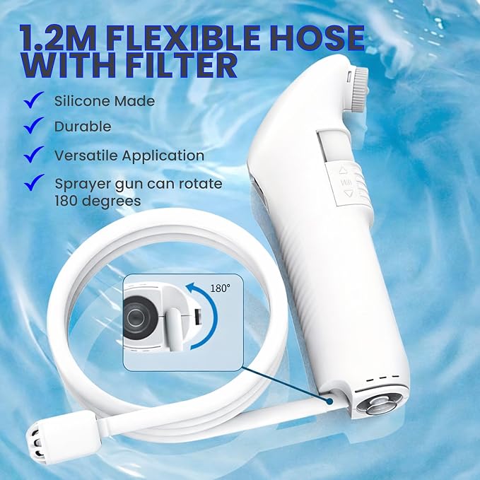 2Clean Portable Bidet, USB Rechargeable High Pressure Travel Sprayer, Home | 2.5L water container with adjustable spray and wall bracket. Lightweight portable bidet for travel, home, camping, and work. - Image 4
