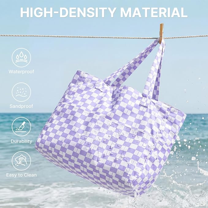 G4Free Large Beach Bag Waterproof Sandproof, Zipper Pool Tote for Women | XL Large Capacity, with Wet Compartment, Foldable Packable with A Pouch, for Swim Travel Grocery - Image 8