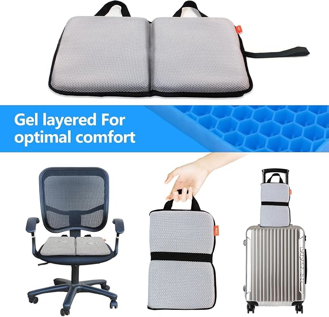 Travel Seat Cushion for Comfort Foldable Airplane Seat Cushion for Airpline, Truck, Stadium, Office,Wheelchair (Grey) - Image 7