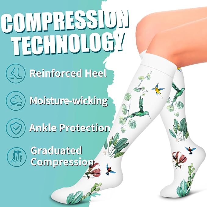 Compression Socks for Women & Men Circulation(6 pairs)-Graduated Supports Socks for Running, Athletic Sports - Image 6