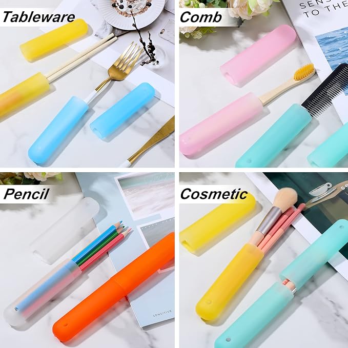 Sieral 90 Pack Travel Toothbrush Case Holder Bulk Breathable Portable Toothbrush Storage 7 Assorted Color Plastic Toothbrush Container for Home Outdoor Traveling Trip Camping, 8 x 1.2 Inch - Image 4