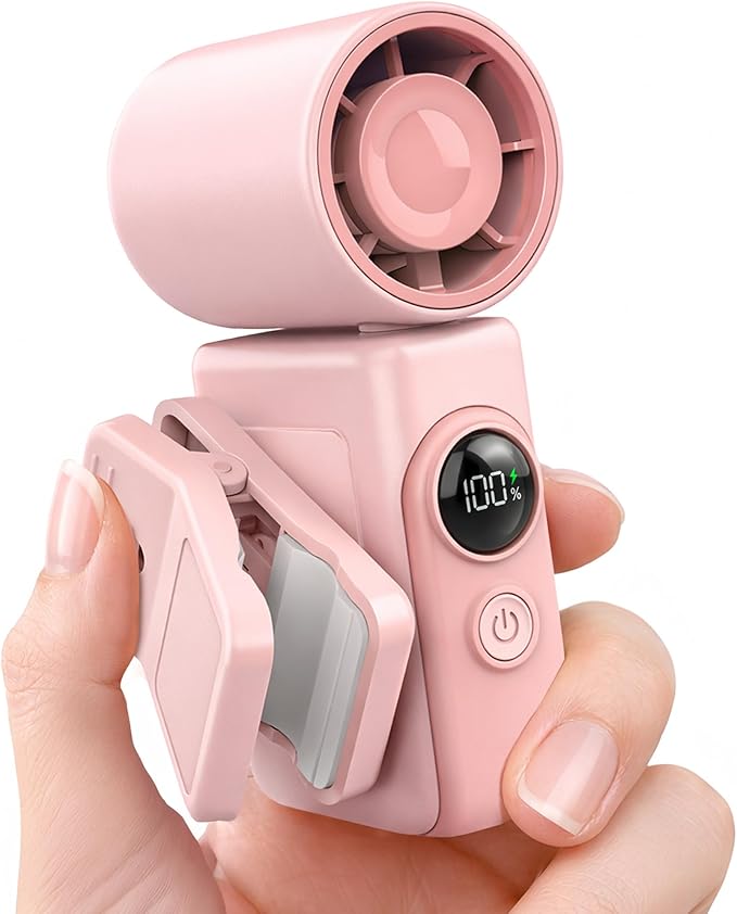 Hotsales Clip-On Portable Fan for Strollers, Handheld Turbo Fan for Travel | Small But Mighty Mini Fan, Detachable 360° Rotating Clip, LED Display, Rechargeable, Summer Outings, Gifts For Women And Men by Hotsales