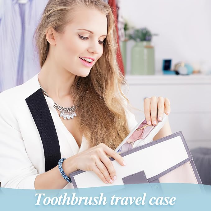 Toothbrush Travel Case - Colorful Pattern, Holder and Covers for Toothbrushes, Includes Tongue Scraper Case - Image 7