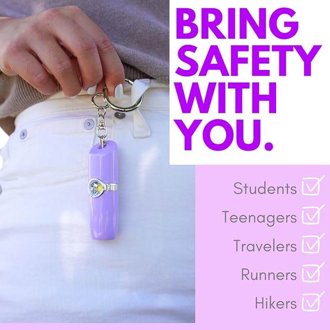 Securityman Personal Alarms for Women | Safety Alarm Keychain (Loud 130dB Siren and SOS Strobe Light) Everyday Self Defense Security Alarm Protection Device (Purple) - Image 3