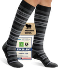 Merino Wool Compression Socks for Women Men 15-20 mmHg for flying | Soft & Breathable for Travel, Running by Unknown