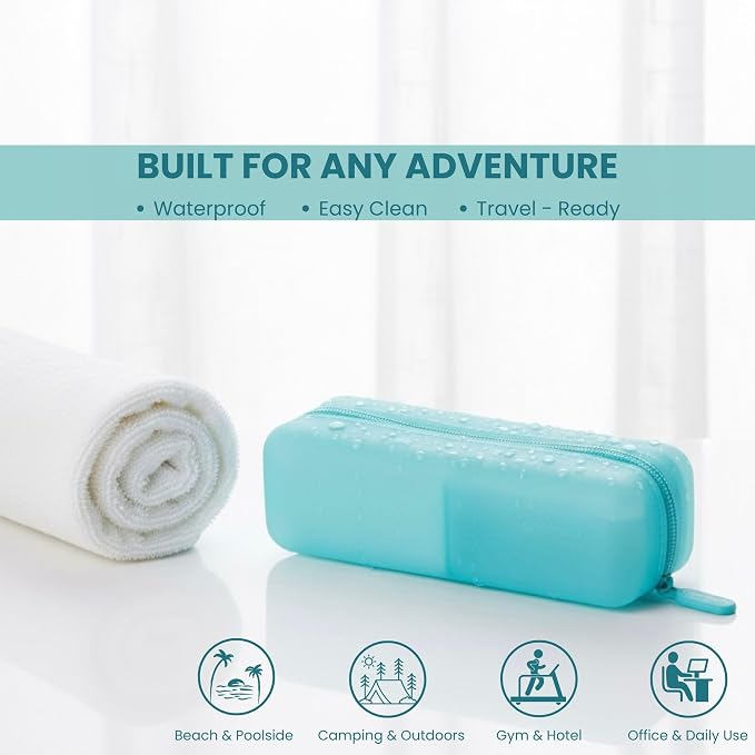 Cotton Pad Swab Travel Case, 2-in-1 Waterproof Organizer, VISFRESH (Blue) - Image 3