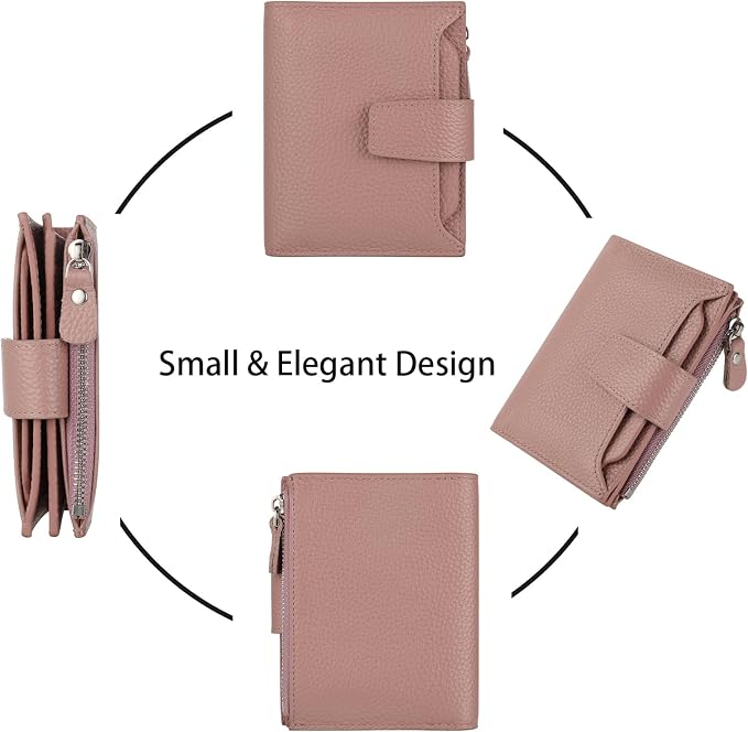 Small Compact Women Wallet RFID Blocking Genuine Leather Bifold Purse with ID Windows - Image 3
