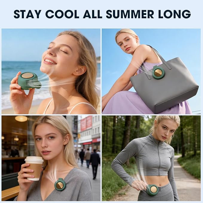 Portable Silent Mini Bladeless Fan Clip On,3 Speeds Clip-On Fans For Shirt,Small Clips Fanmini Whirlwind Fans For Waist Clips Suitable For Outdoor & Travel & Office (Green) - Image 8