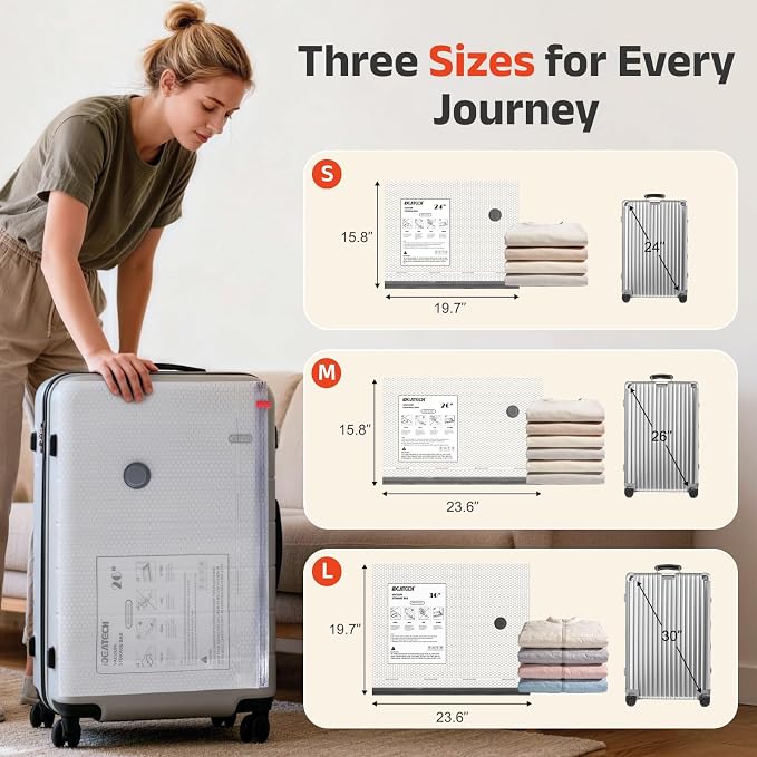 18Pack Travel Vacuum Storage Bags with USB Pump, Carry-On Size Vacuum Seal Bags for Clothing & Luggage, Heavy Duty Reusable Space Saver Compression Bags for Suitcase Packing - Image 6