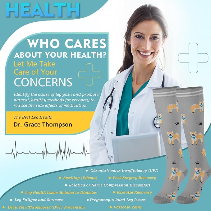 Compression Socks for Women & Men 6 Pairs | 20-30 mmHg Breathable & Moisture-Wicking Comfortable & Skin-Friendly Knee High Support Socks for Nurse, Travel, Pregnancy - Image 5