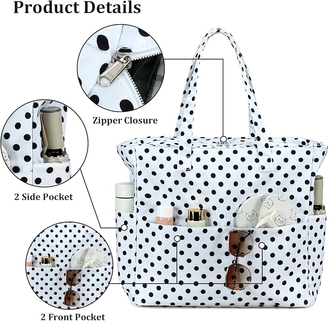 LEDAOU Large Beach Bag for Women, Waterproof Sandproof Tote Bag with Zipper | 36L Pool and Swim bag with Zipper, Wet/Dry pocket and 7 Pockets for Beach Days, Cruises, Vacations and Family travel - Image 6