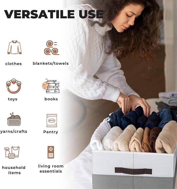 Extra Large Storage Bins 4 Pack - 16x12in Closet Organizers and Storage Baskets for Organizing Clothes Toy Blanket - Fabric Storage Cubes Containers for Shelves - All Room Organization - Image 6