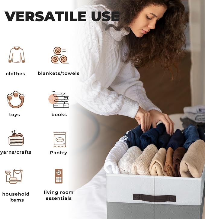 6 Pack Clothes Bins for Organization - 16x12 Extra Large Storage Baskets for Shelves Closet Bedroom - Toy Storage Organizer Bins Boxes Cubes for Nursery - RV Apartment Essentials - Image 6