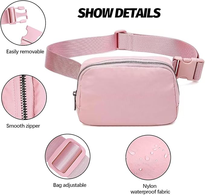 Belt Bag for Women Fanny Pack Dupes, Fashion Crossbody Waist Pack Bag with Adjustable Strap, Everywhere Belt Bag for Travel Outdoors Running Hiking（Pink） - Image 4