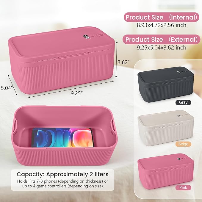 Small Lock Box, Lockable Storage Box with Combination Code for Medication Safe, Medicine Lock Box for Pills/First Aid Kits/Food/Snack Phone Jail, Locked Container for Home/Fridge/Office/School (Pink) - Image 2