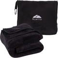 BlueHills Premium Soft Long Travel Blanket Pillow Airplane Flight - Black | Tall Travel Blanket Pillow Airplane, Flight 70 X48 Long Throw in Bag Pillowcase, Compact Large Traveling Essentials Portable by BlueHills