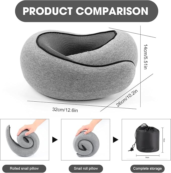 Travel Pillows for Airplanes, 360° Surround Support Memory Foam Airplane Neck Pillow, Comfortable Eye Masks and earplugs, Portable Washable Design for Long Flights, Car Rides & Road Trips - Image 5