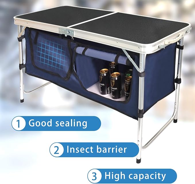 CampLand Outdoor Folding Table Aluminum Lightweight Height Adjustable with Storage Organizer for BBQ, Party, Camping - Image 9
