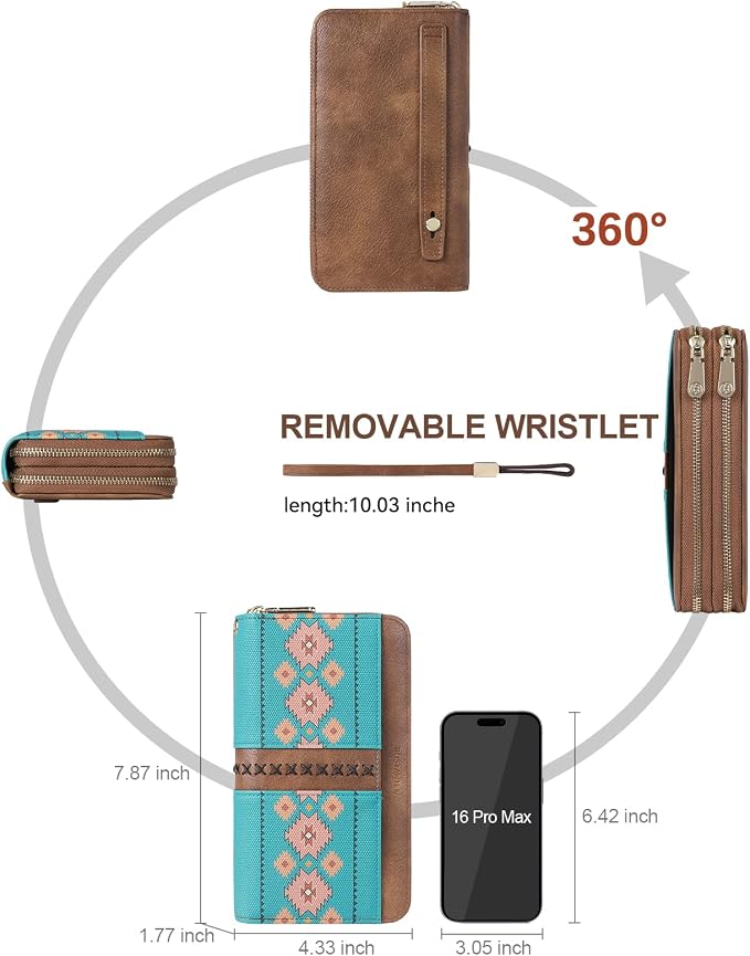 BOSTANTEN Wristlet Wallets for Women RFID Large Capacity Clutch Wallet | 24 Card Slots, 2 Zipper Pockets, Phone ＆ Card Holder, Zip Around, Hand Strap, Vegan Leather, Great Gifts - Image 5