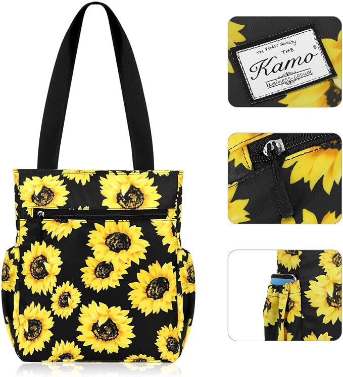 KAMO Floral Tote Bag - Waterproof Lightweight Handbags Travel Shoulder Bag for Hiking Yoga Gym Swimming Travel Beach - Image 4