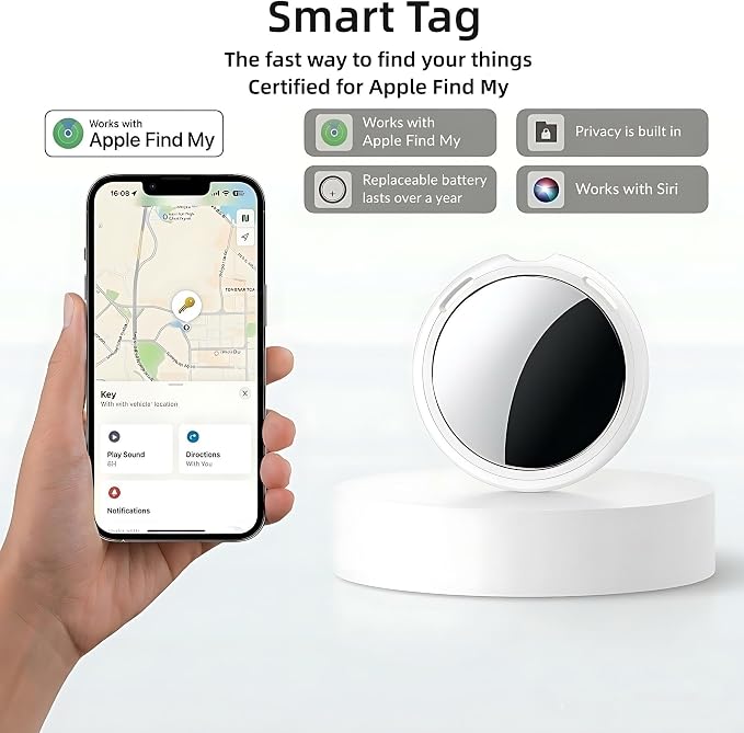 4 Pack Smart Tracker Tags MFi Certified Item Finder Apple Find My iOS Only | Bluetooth Air Worldwide Tracking Tracker Tags Waterproof Key Finder Locator with Sound for Luggage Wallet Pets Dogs Cats - Image 2