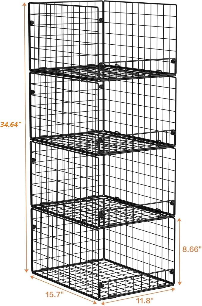 4-Tier Stackable Closet Organizers and Storage Shelves, Foldable Closet Shelf Organizer System, Stackable Storage Bins Drawers for Closet Organizer System, Black(Patent 30022416, 15.7"x11.8"x34.64") - Image 8
