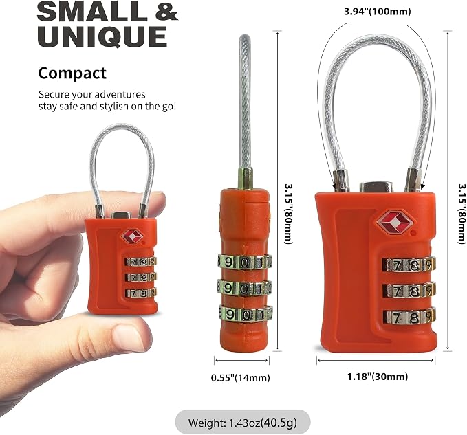 Luggage Locks TSA Approved 2 Pack, Small Padlock Combination, TSA Locks for Luggage, Travel Combo Padlock with Code, for Suitcase, Backpack Zipper, Locker, Gun Case (Black+Orange) - Image 2