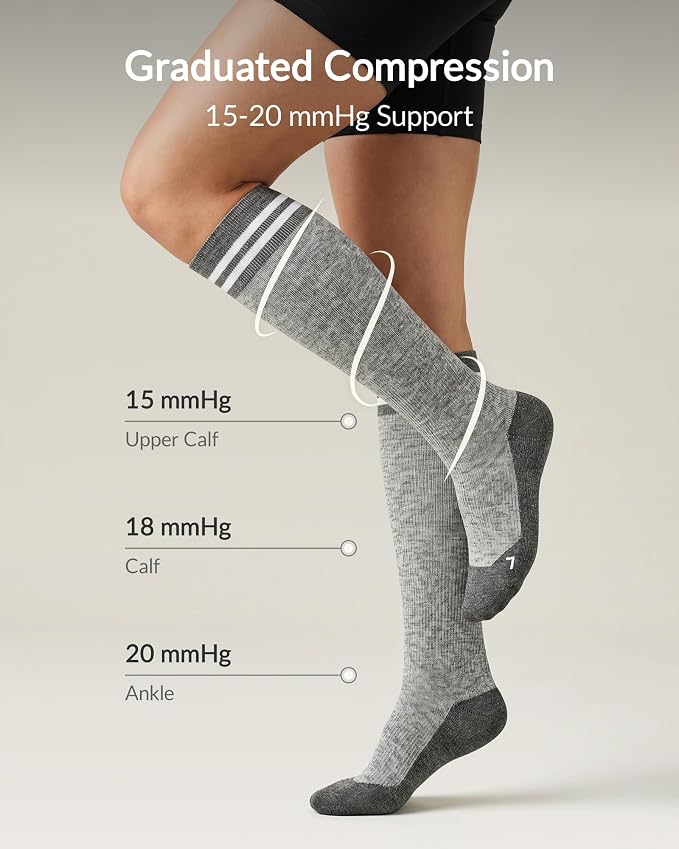 Jeasona Merino Wool Compression Socks for Women Men, 15-20 mmHg Graduated Compression Socks for Flying Nurse Pregnancy - Image 5