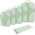 Bagsmart Compression Packing Cubes (Light Green, 6 Set) | Lightweight, Compressible Suitcase Organizer Set fit Standard Carry-On & Checked Luggage, 6 Set, 14 Set Washable Packing Bags by BAGSMART