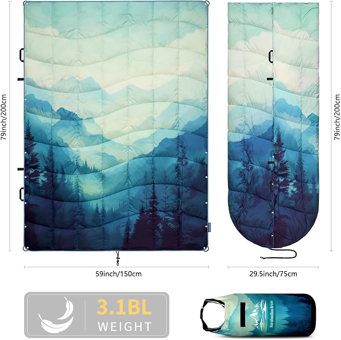 Camping Blanket, Puffy Blankets Lightweight Windproof Resistant for Outdoors,Hiking, Backpacking,Car,Picnic,Stadium - Image 2