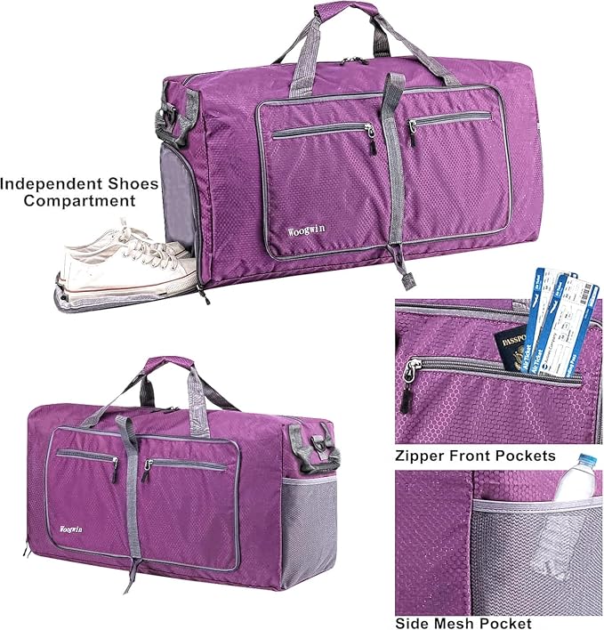 Woogwin Travel Duffel Bag Large Foldable Waterproof Overnight Bag for Beach Swim Bags Pool Sports Gym - Image 5