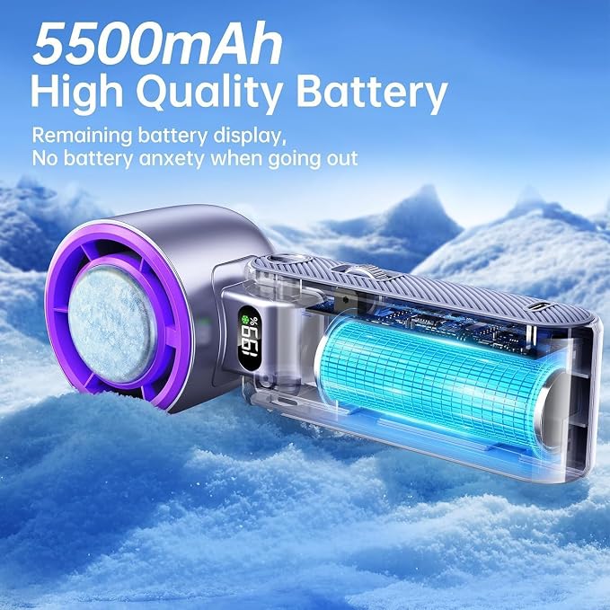 Handheld Portable fan with Turbo Cooling, Speed(1-199) 5500mAh | 20000 RPM Hand Held Fan Rechargeable Powerful Mini Personal fan for Travel, Outdoor, Beach & Makeup - Image 4