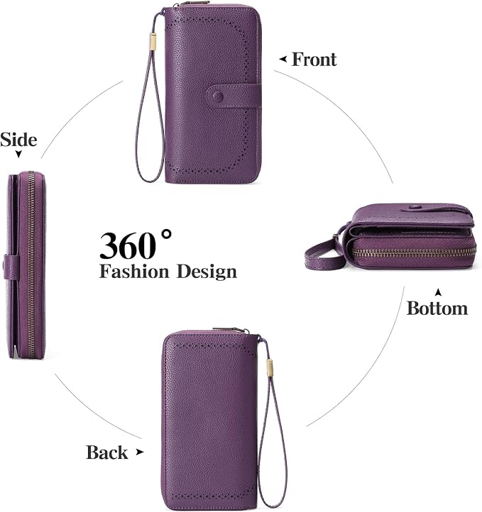 GAEKEAO Leather Credit Card Holder Wallet for Women RFID Blocking Large Capacity Bifold Zipper Card Case Organizer with Wristlet 45 Slots - Image 4