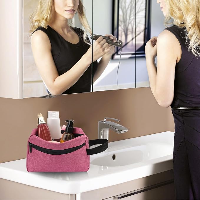Icramsy Travel Toiletry bag Toiletry bag for women men Hanging Cosmetic bag Travel accessories for Women Men (Rosy) - Image 6