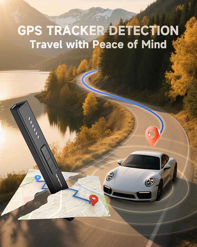 Hidden Camera Detectors GPS Tracker Detector with 6 Modes for Travel | Camera Finder Hidden Device Detector for Hotel Security with Type C Charging Cable , Matte Black - Image 3