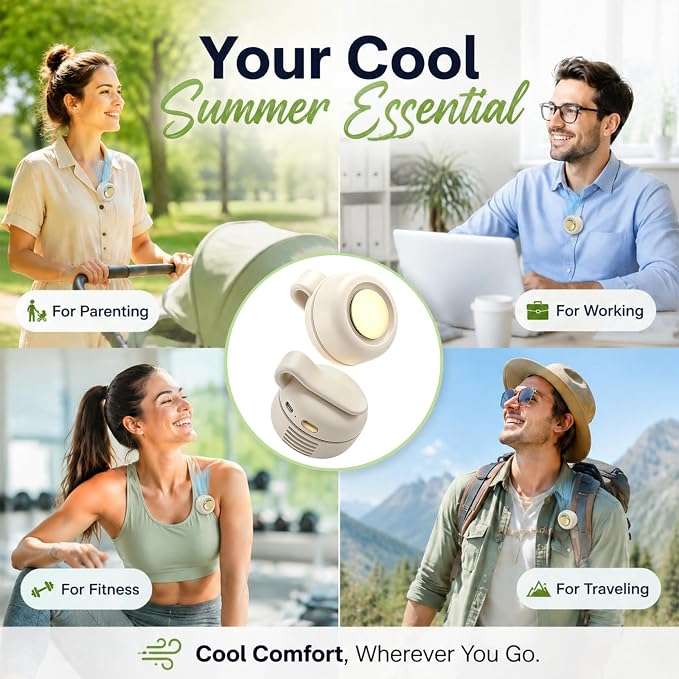 Portable Clip-on Fan Silent Bladeless Mini Fan | 360°Rotation 3-speed Modes Whirlwind Waist Clips Fans Hands-Free Cooling Fan Outdoor Trip Work Travel White - Image 7