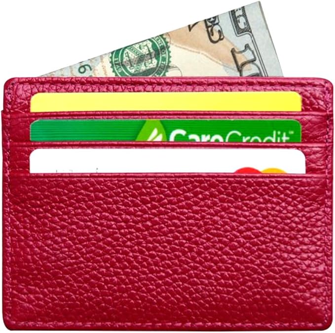 Tapp Collections RFID Protect Slim Minimalist Pocket Leather Wallet Card Holder - Red - Image 2