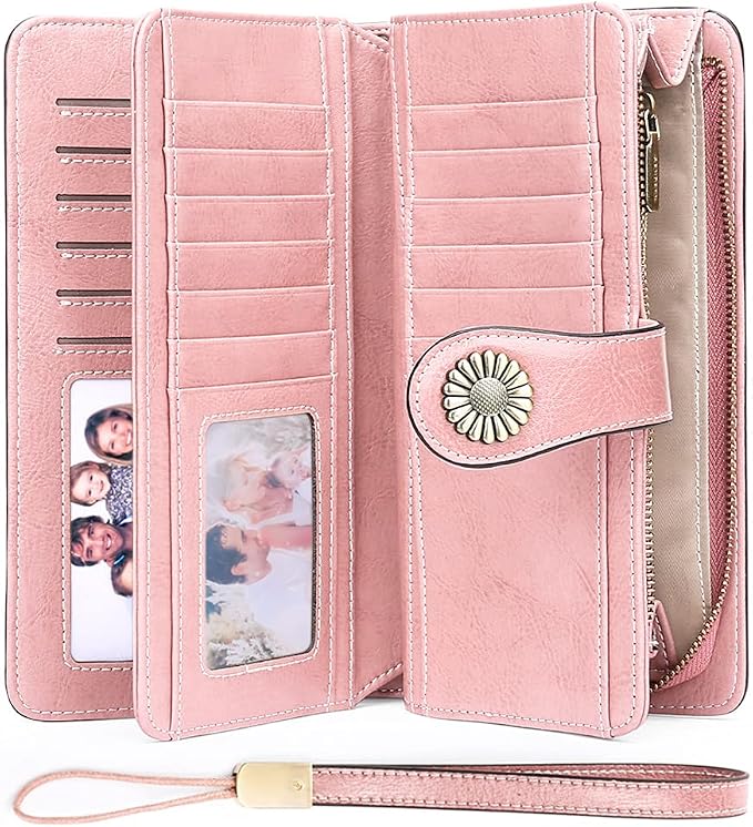 SENDEFN Wallets for Women Leather Credit Card Holder with RFID Blocking Large Capacity Wristlet | with RFID Blocking by SENDEFN