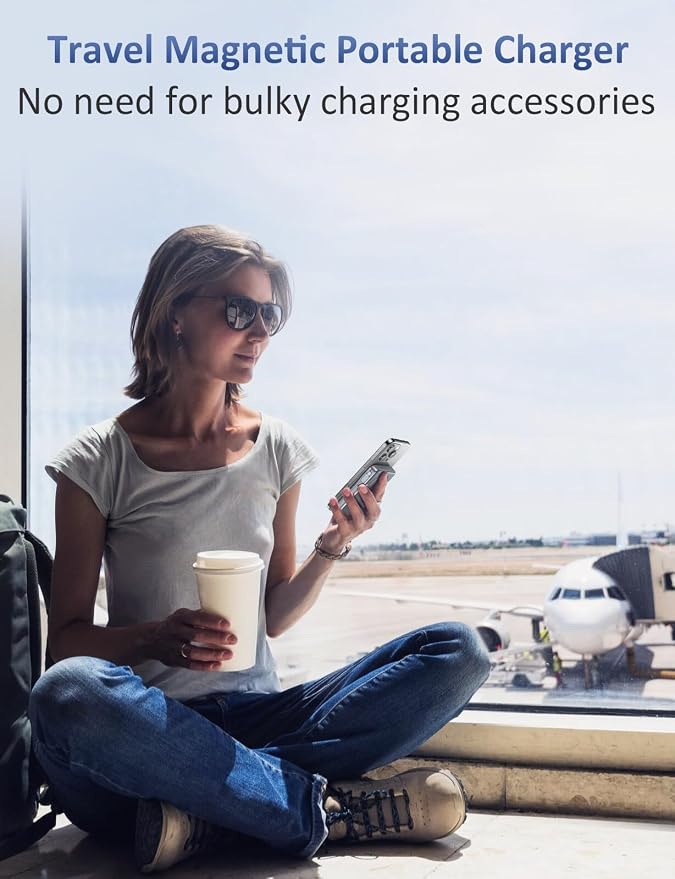 Magnetic Portable Charger 10000mAh, 20W Power Bank with Built in Cable | 20W Fast Charging for Magsafe Battery Pack with LED Display, Travel Essential for iPhone 17/16/15/14/13 Pro/Pro Max-SpaceGrey - Image 7