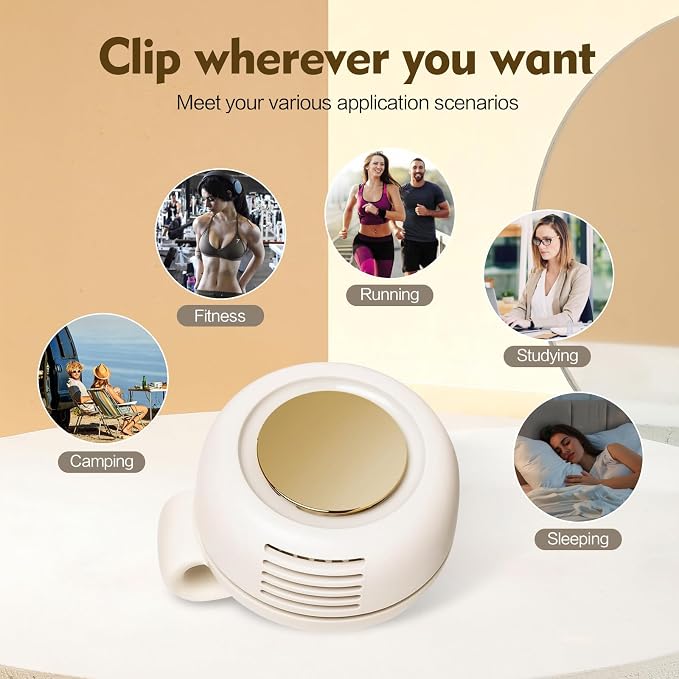 Portable Silent Mini Bladeless Electric Fan,Small fan Clip on for Shirt & Waist,2026 New Mini Bladeless Fan Clip On,Adjustable 3-Speed For Outdoor & Travel & Office, Travel Accessories, Gift (white) - Image 7