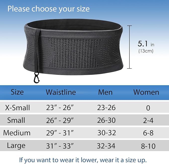 Slim Running Belt, No-Bounce Hidden Waist Pack with 360° Opening for Soft Flask, Cellphones, Keys or Gels, Black, Large - Image 2