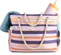 Genteen Beach Bag for Women, Large Waterproof Sandproof Beach Tote with Zipper Pocket, Solid for Travel Pool by Genteen