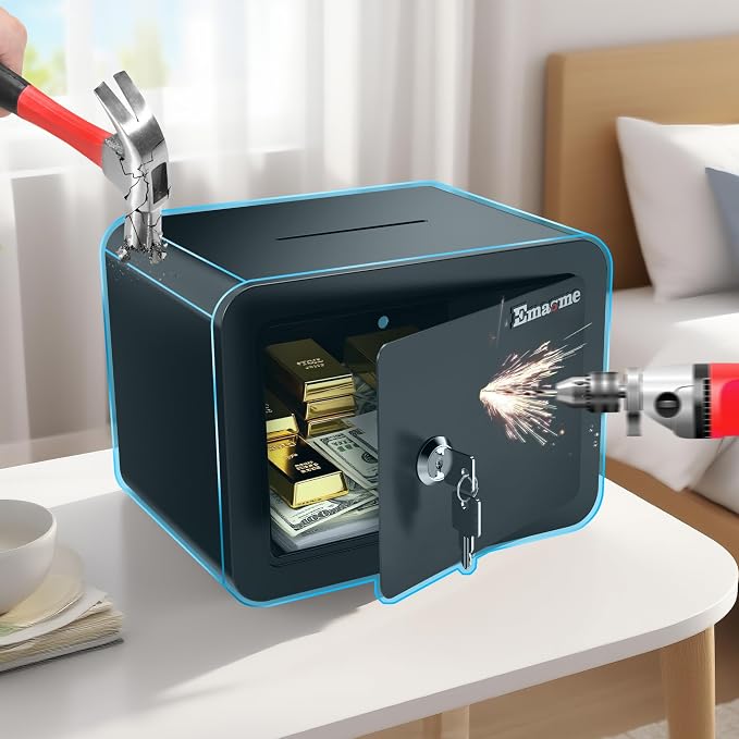 Small Safe, Locker Safes with Key and Coin Slot, Little Safes for Money, Cheap Home Safety, Small Hidden Safe, Savings Box with Key – Mini Security for Home, Office, Travel, Pets，0.23 Cubic - Image 2