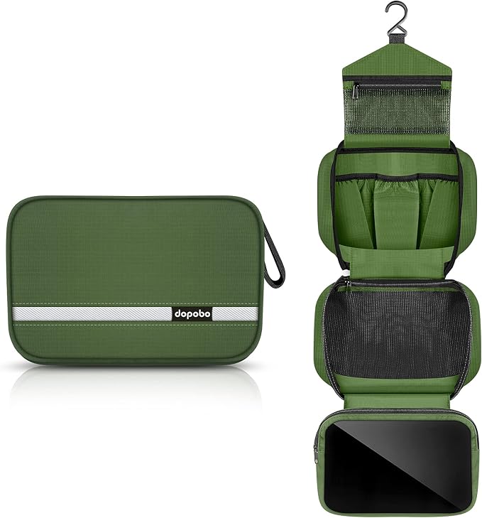 Travel Toiletry Bag for Women, Dopp Kit for Men, Waterproof Makeup Bag Shaving Bag with Hanging Hook, Portable Toiletry Organizer for Traveling and Camping by Dopobo