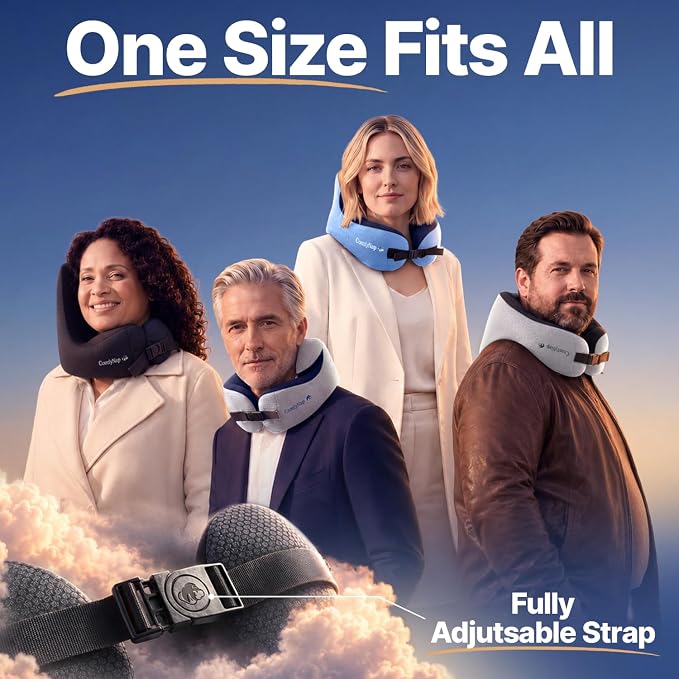 ComfyNap® Versatile Travel Neck Pillow for Airplane [Patented], 9 Positions in 3 Techniques, Plane Pillow with Pure Memory Foam, Travel Pillow with HeadRest Flight Sleep, Travel Essential - Mercury - Image 5