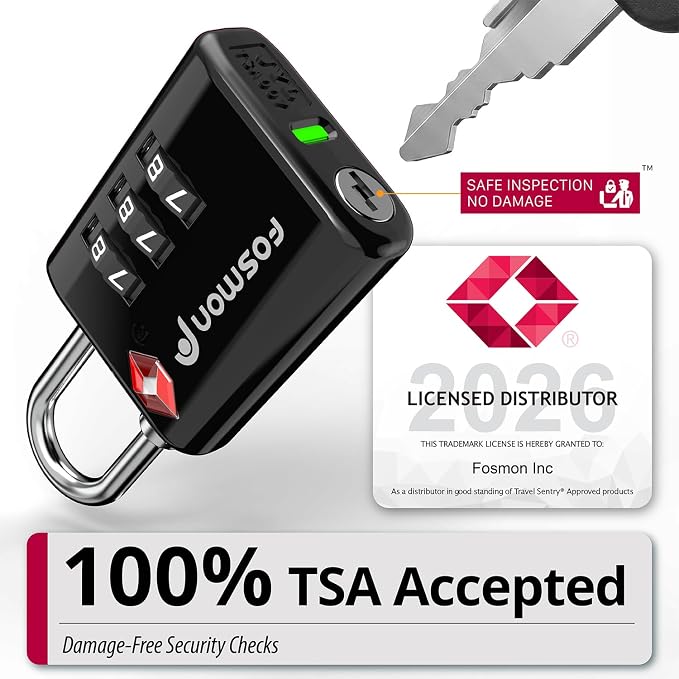 Fosmon TSA Approved Luggage Locks, 3 Digit Combination Padlock, 4 Pack | Open Alert Indicator, Suitcase Travel Lock, Gym Locker Padlock, Travel Bag Zipper, Secure Combination - Image 3
